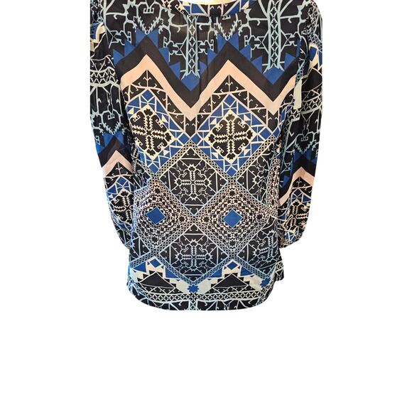 Anthropologie Leifsdottir Jerez 100% silk buttondown blouse geometric 0 EUC - Picture 4 of 8